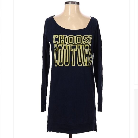 Juicy Couture Long Sleeve T-Shirt Dress Blue & Yellow Size S - Picture 1 of 3